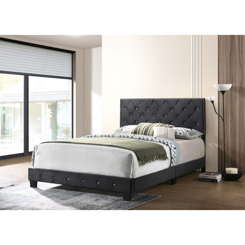 Anjelo Upholstered Standard Bed, Queen, Black