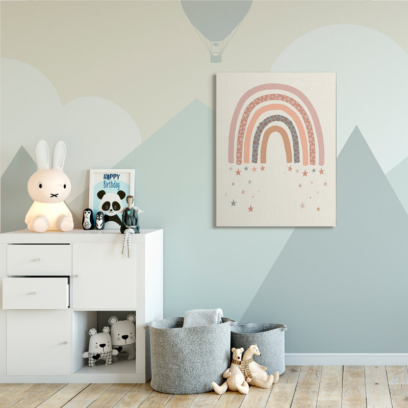 Letendre, désert, arc-en-ciel, étoiles filantes, beige, rose, Toile tendue, H 48 po x l 36 po x P 1,5 po