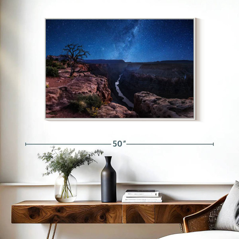 Nuit étoilée du Grand Canyon, Cadre flottant blanc, 40 po x 27 po