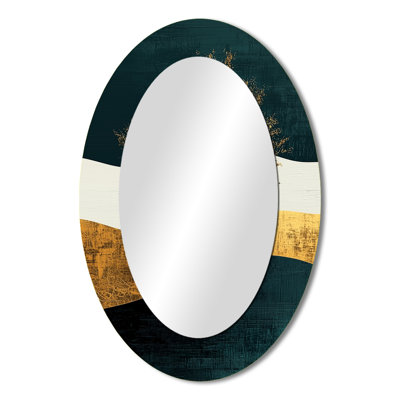 Minimal Forest Solitude Horizon II - White Oval Wall Mirror Decor
