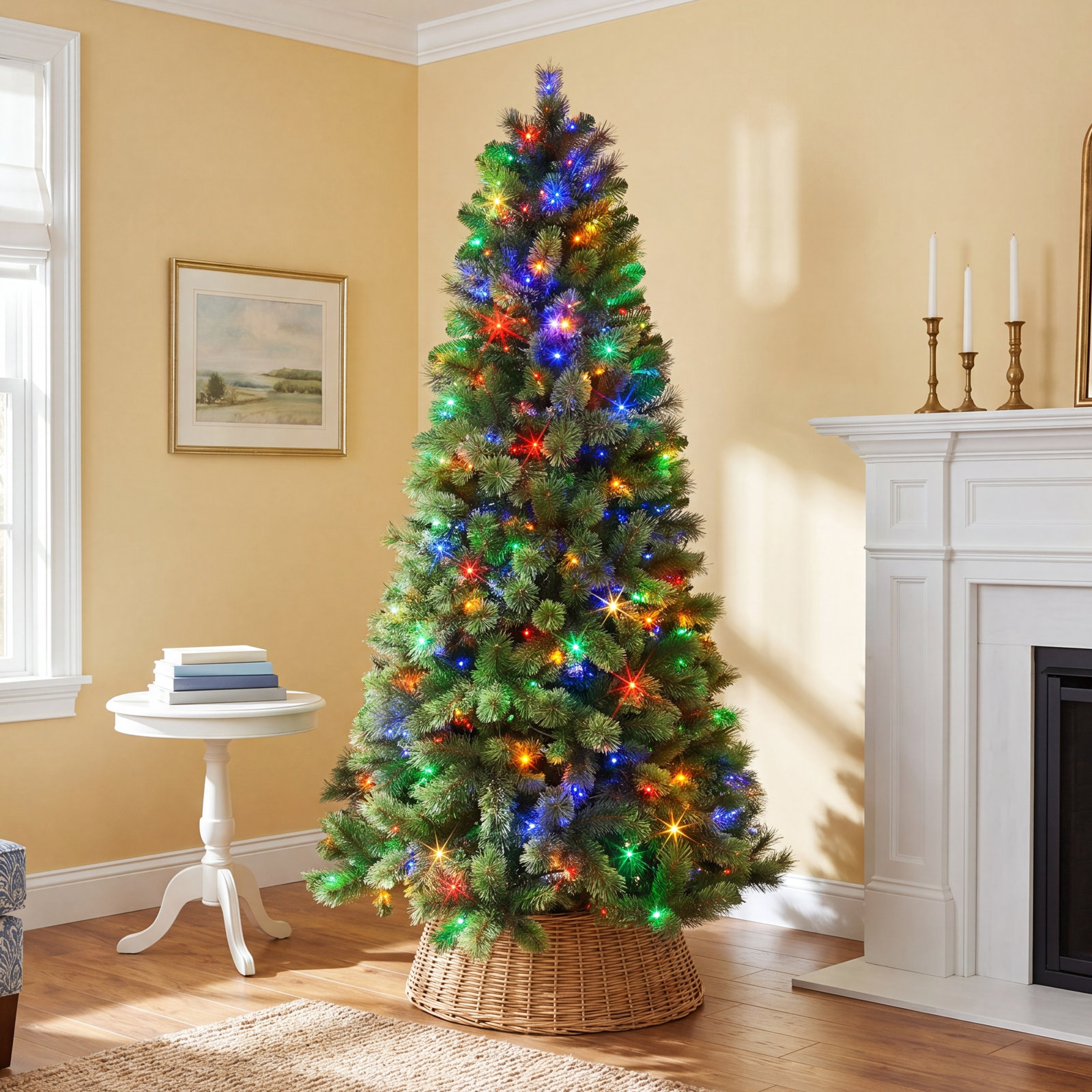 72' Artificial Pine Christmas Tree with Color & Clear Lights