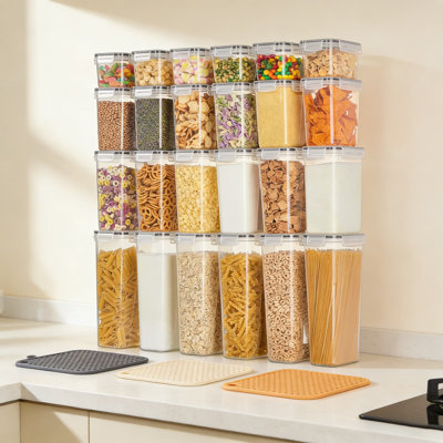 Airtight Food Storage Containers Set, 24-Piece BPA-Free Plastic Kitchen Canisters For Cereal, Flour, Sugar, Pasta & Dry Food, Includes Reusable Labels For Pantry Organization