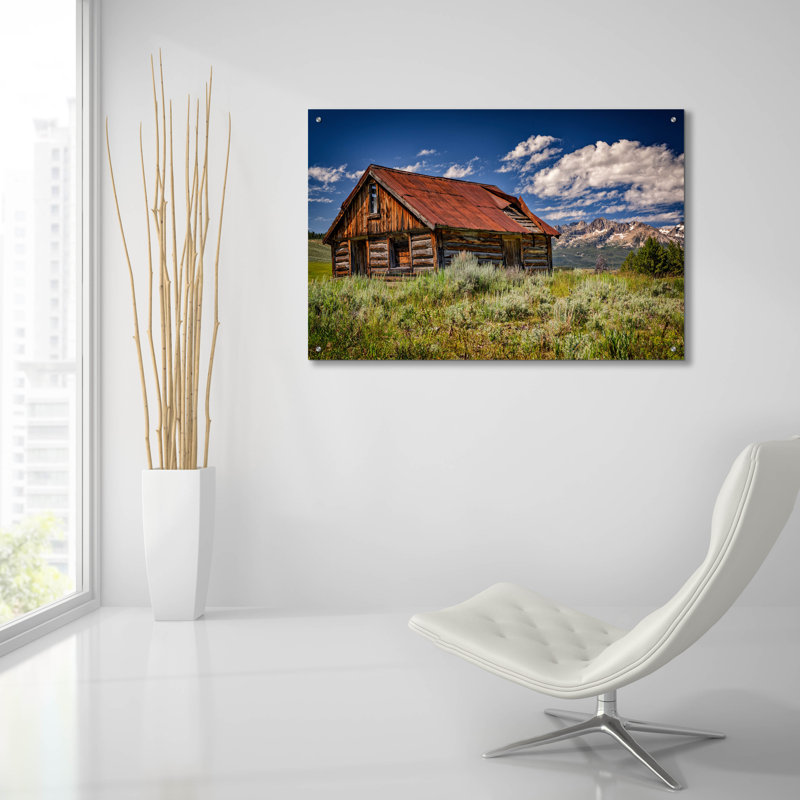 Art mural en verre The Old Mountain Cabin 'par Rick Berk, H 24 po x l 36 po x P 0,2 po