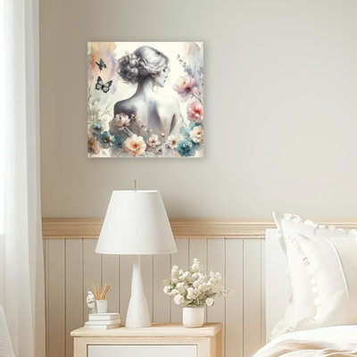 «Woman with Floral Surround», reproduction sur toile tendue