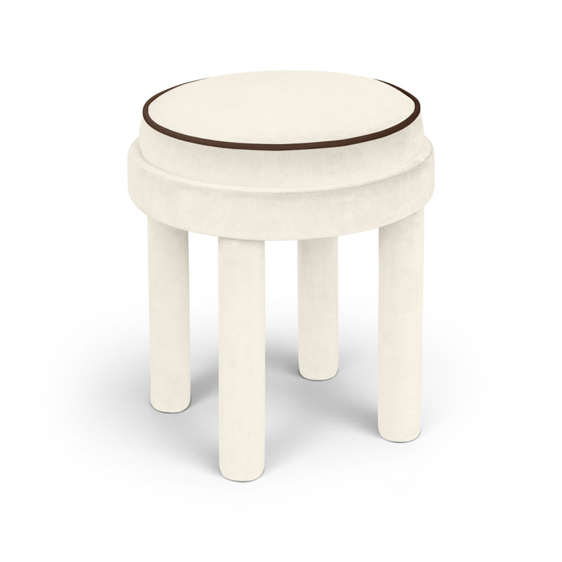 Repose-pieds / tabouret en velours Velin, Velours crème