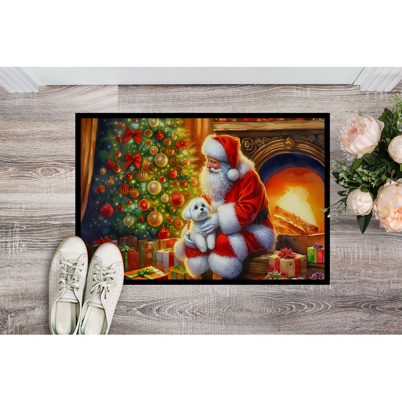 Paillasson Bichon maltais et père Noël, L 24 po x L 36 po