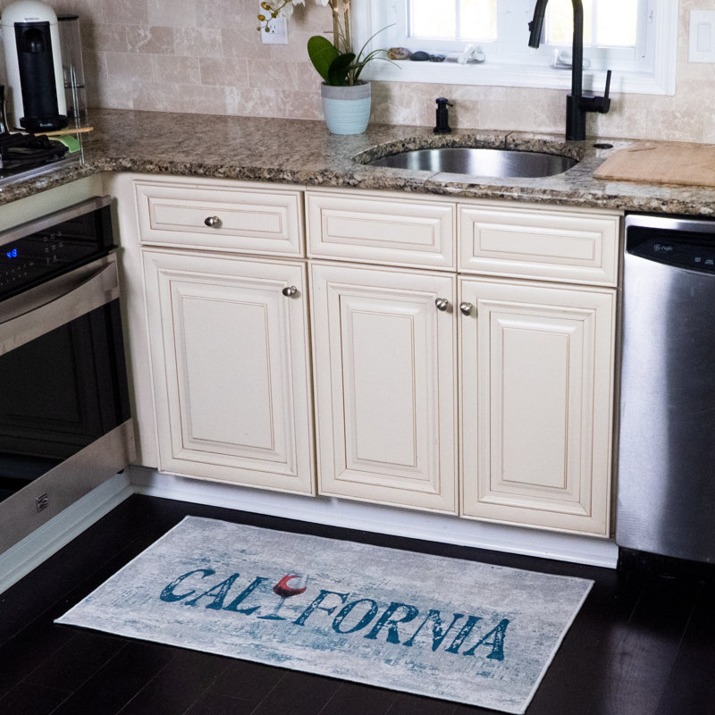 Tapis gris / bleu en coton