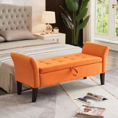 Banc de lit avec velours de rangement