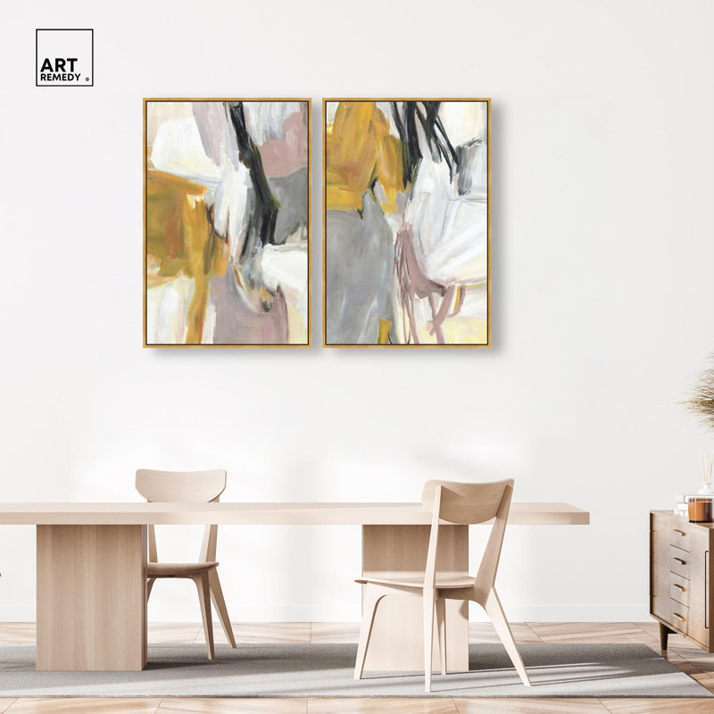 Ensemble de deux toiles « Gold that Remembers I & II » par Art Remedy, cadre noir, 10 x 15, 46" H x 31" W, Gold Frame