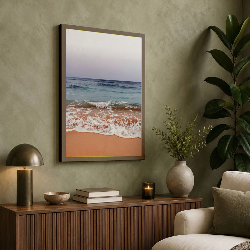 Gentle Shoreline Coastal 1 Piece Wrapped Canvas Wall Art, 18x12 - 45.7 x 30.5 cm, White Border