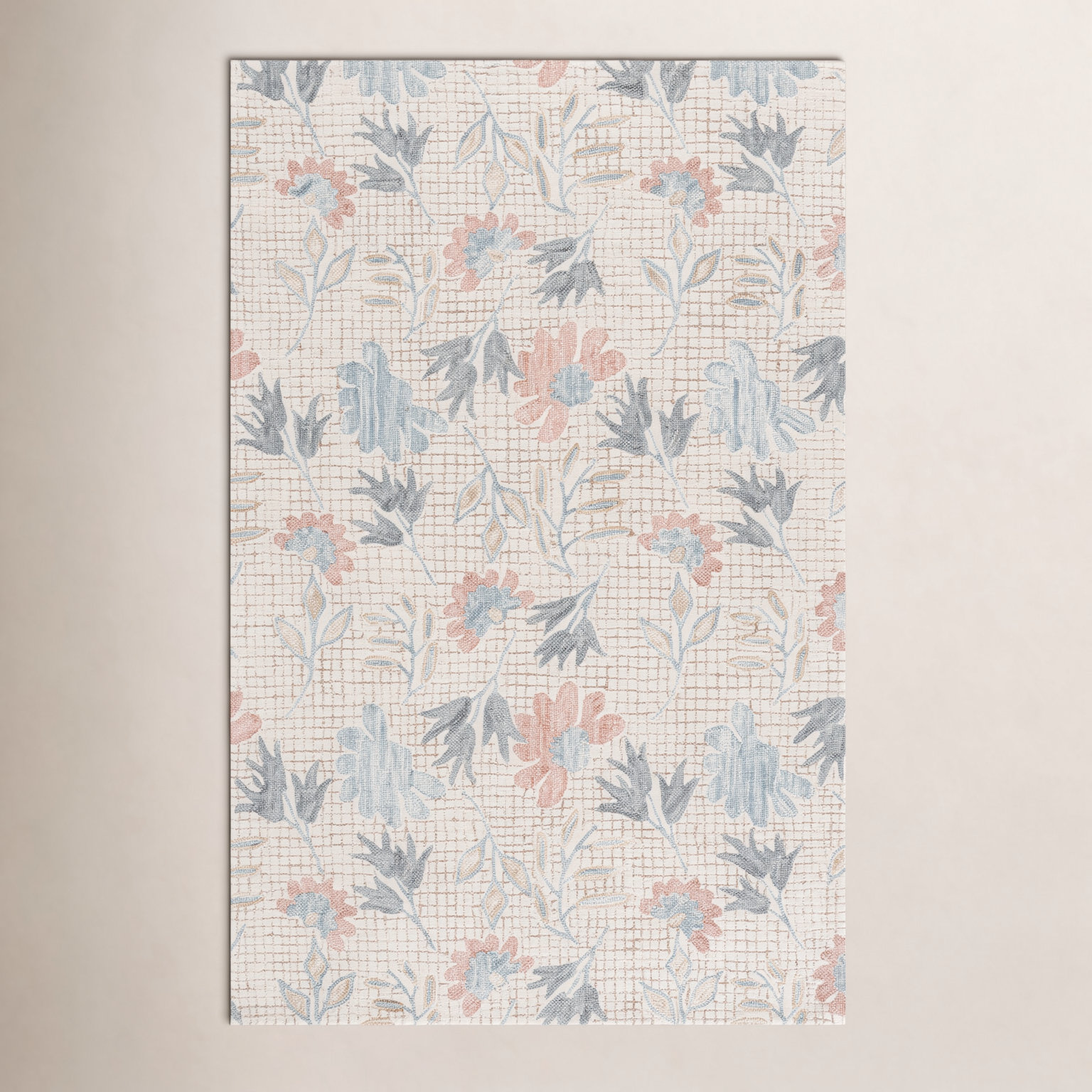 Hand-Tufted Wool Floral Rug, Rectangle 4' x 6'