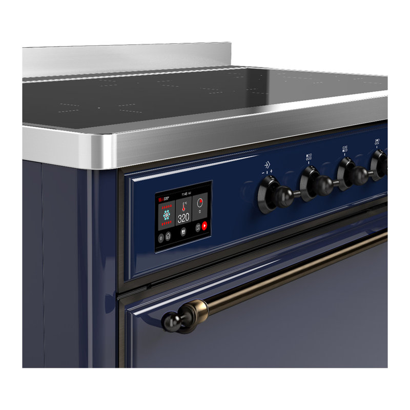 Cuisinière à induction de 48 pouces avec 6 éléments à induction en bleu nuit Majestic III Series (garniture brunie), Brunie