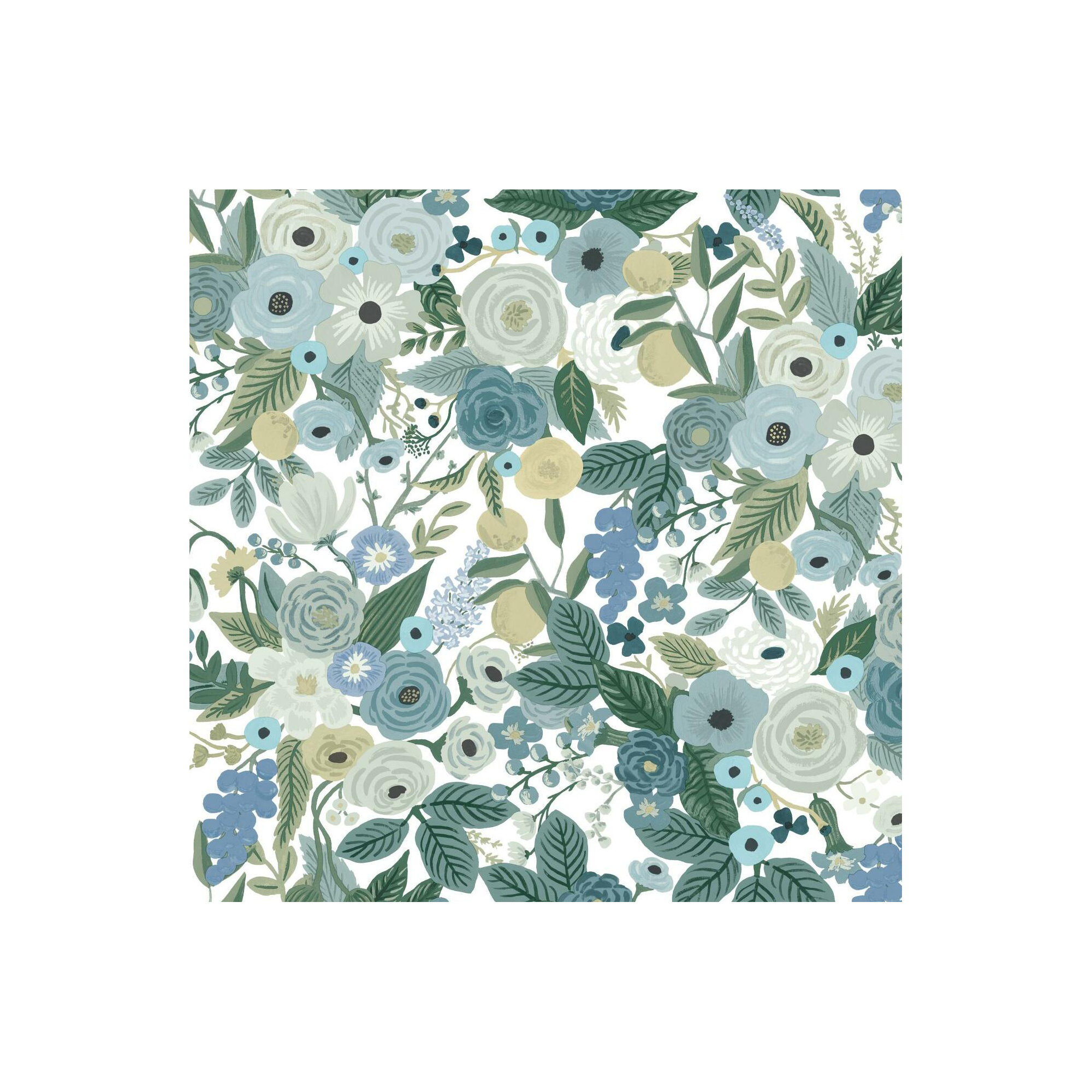 Garden Party 20' L x 27" W Peel and Stick Wallpaper Roll, Blue