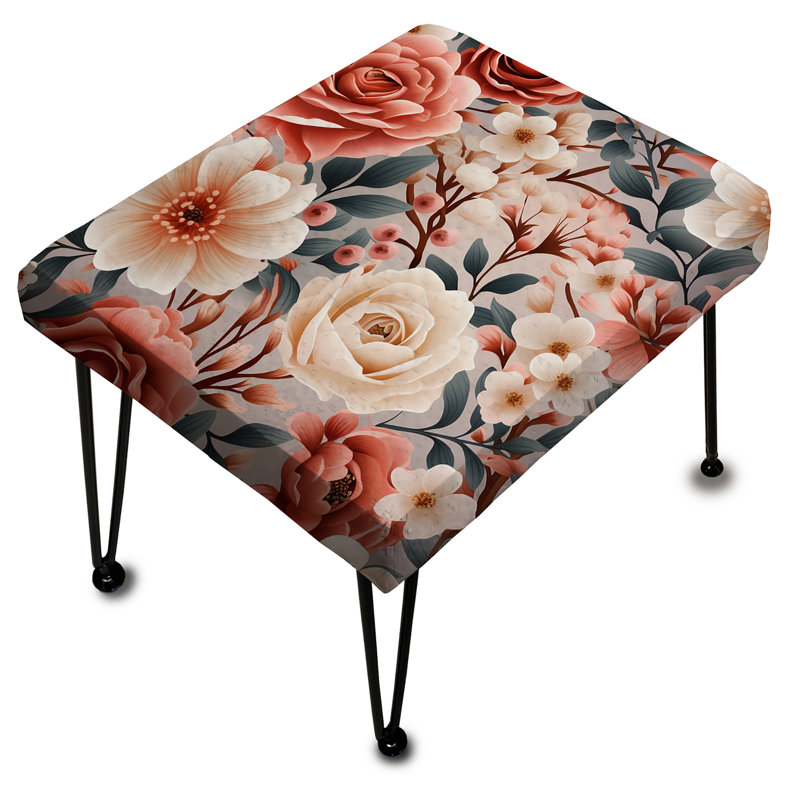 Watercolor Color And Beige Floral Pattern - Floral Rectangle Ottoman
