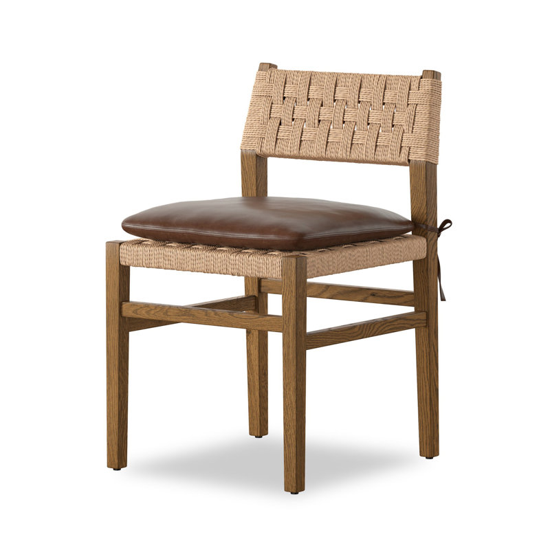 Chaise de salle à manger avec coussin Higuchi - brun Havane, Frêne grillé massif