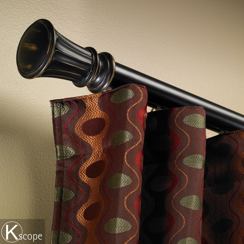 Tama Single Curtain Rod, Black, 3.5" H x 72" W x 3.75" D