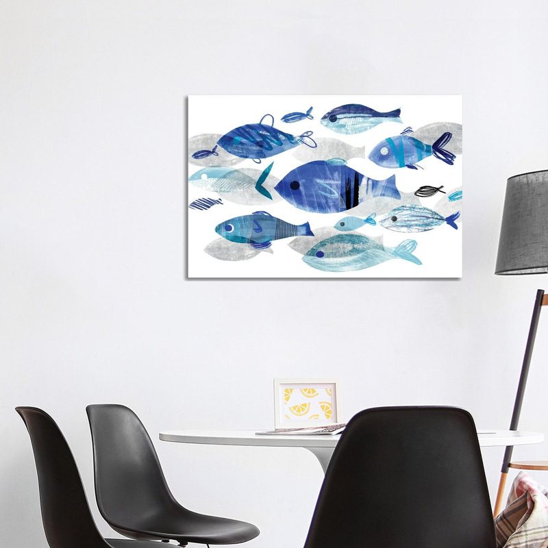 Fish Parade II by Annie Warren - Wrapped Canvas Painting, 101.6 cm H x 66.04 cm W x 1.91 cm D