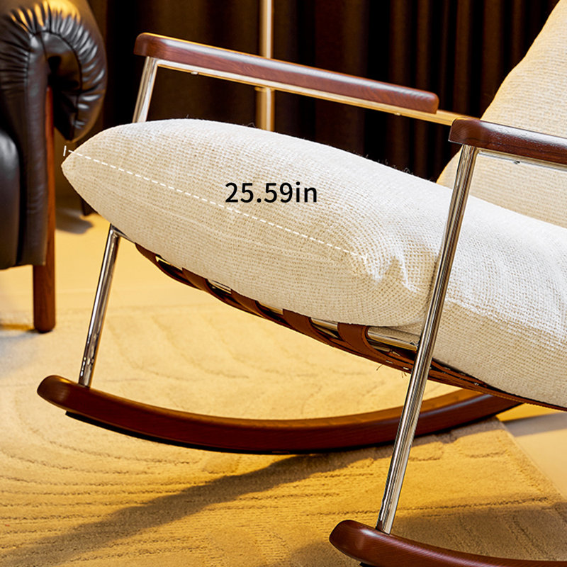 Chaise berçante confortable en chenille amovible, Blanc