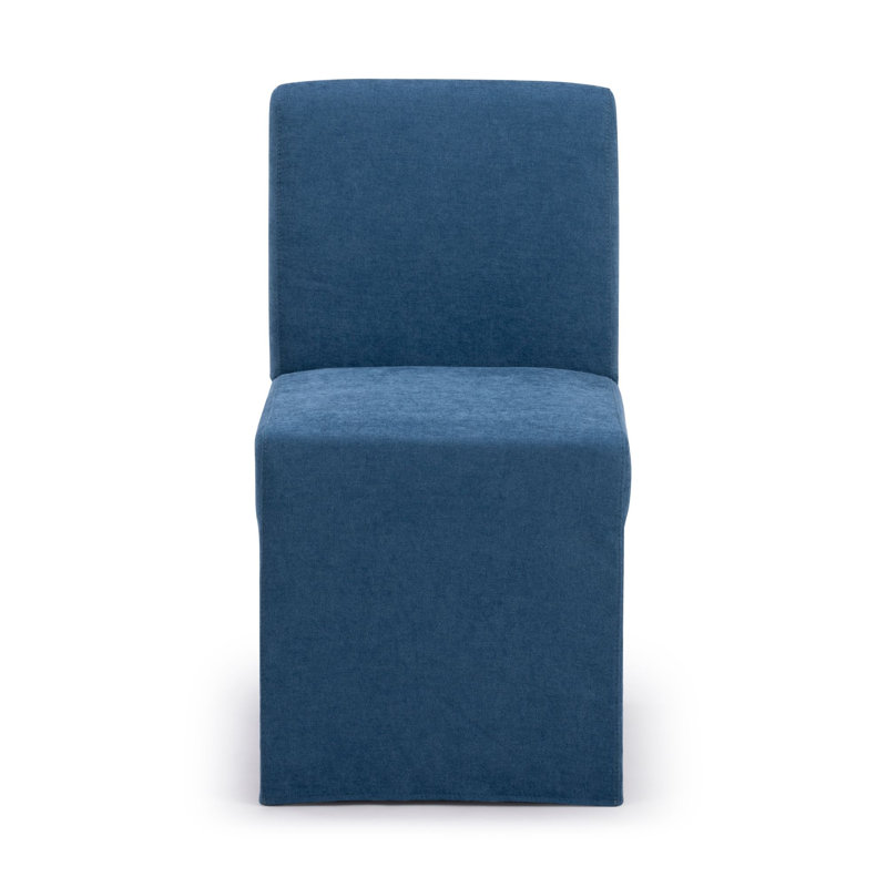 Chesnee Dining Chair with Long Slipcover, 4, Marine Blue