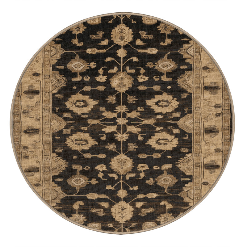 Machine Washable Overdyed Beige Area Rug, Round 7'
