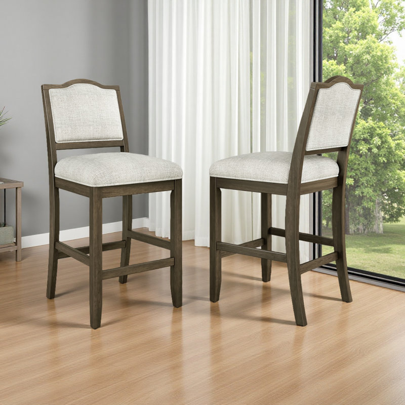 Set of 2 39.7"H Bar Stools with Anti-Slip Pads, Brown