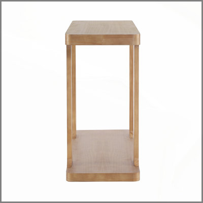 50" Minimalist Modern Console Table, Inlaid Assembly Design, Solid Wood Legs, Pine Veneer, Thick Tabletop & Bottom Shelf, Entryway Sofa Table for Livi