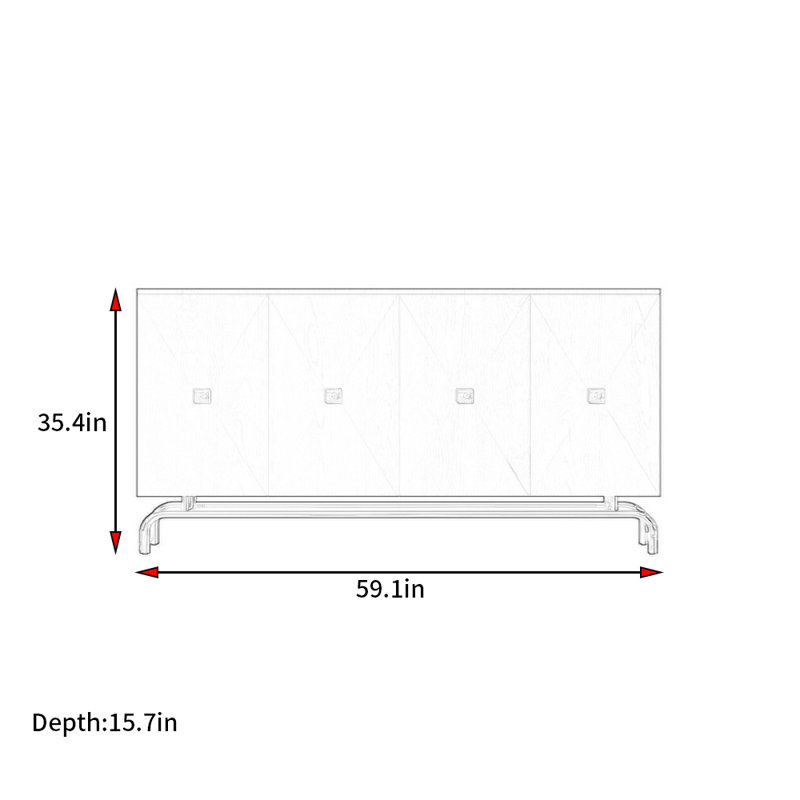 Buffet de style moderne et minimaliste moderne, H 35,4 po x l 59,1 po x P 15,7 po