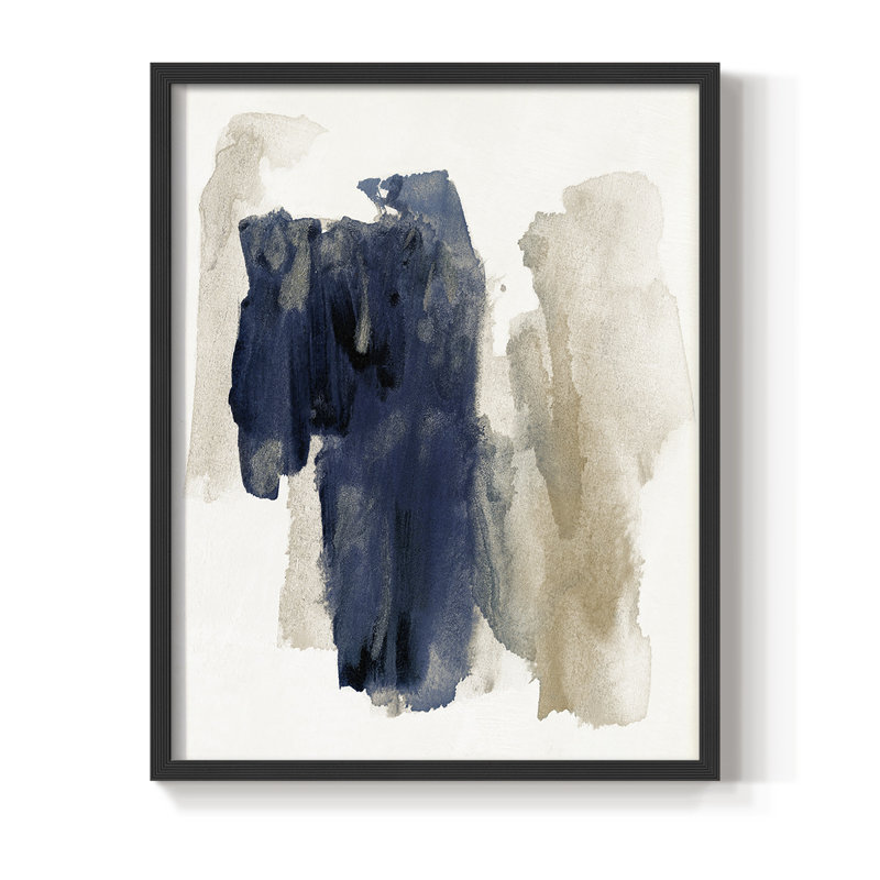 Reproduction encadrée bleu marine - bois massif, Noir, H 10 po x l 8 po