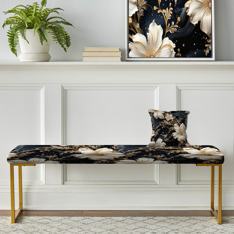 Banc rembourré or, Victorian Opulence Marble Pattern
