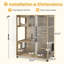 Maison pour chat en bois avec poteaux à griffer, grande maisonnette pour chat avec roues verrouillables et porte de secours