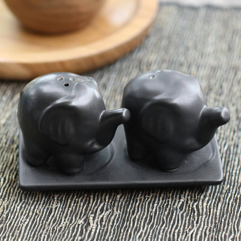 Ensemble salière et poivrière Kalup Eager Elephants, Noir