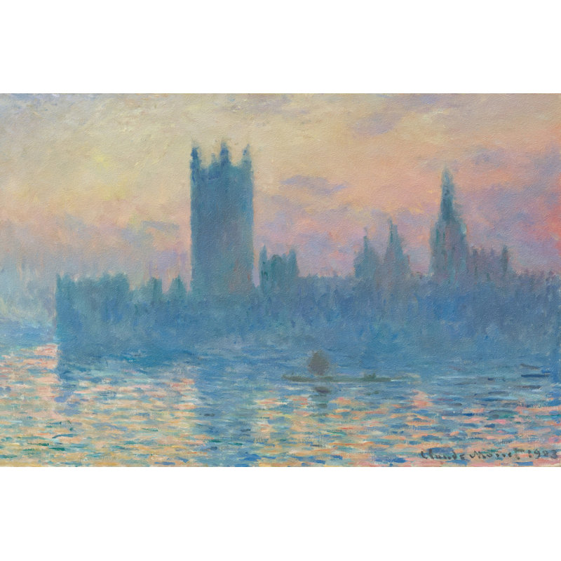 "Les maisons du Parlement, coucher de soleil", reproduction sur toile tendue, H 40 po x l 60 po