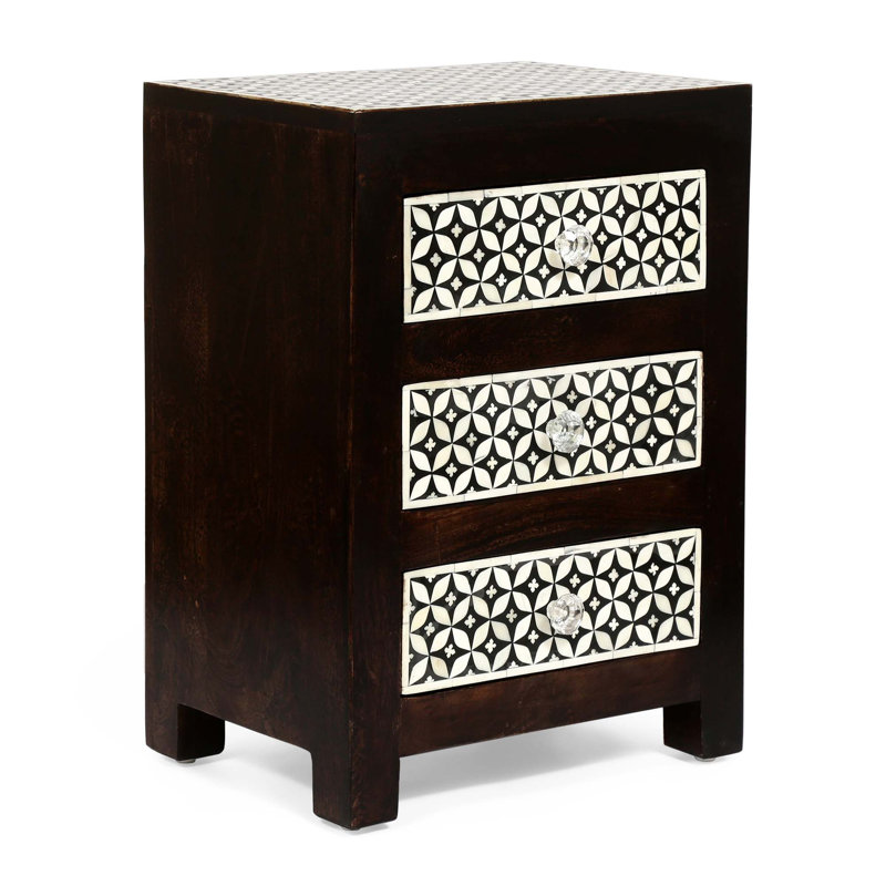 Table de chevet 3 tiroirs en bois