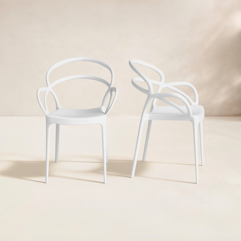 Farrah Stacking Patio Dining Armchair, White