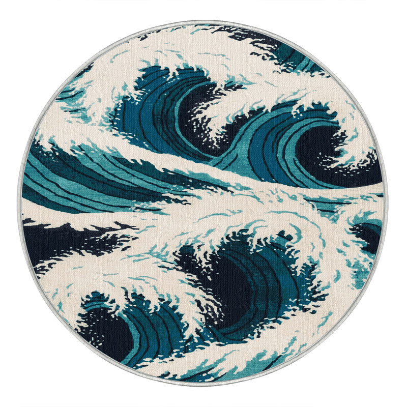  Tapis lavable hawaïen Breaking Waves, Rond 7 pi