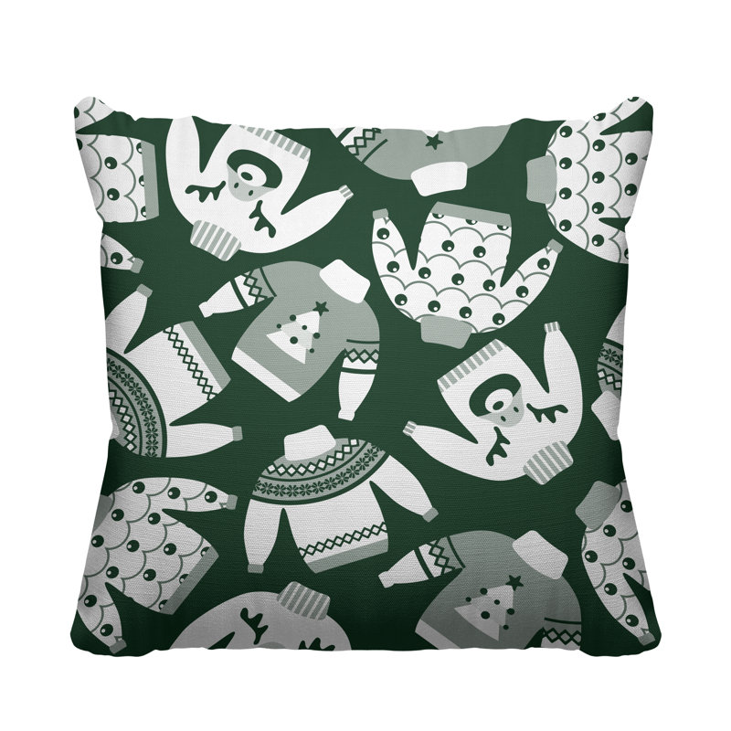 Coussin décoratif intérieur / extérieur Christmas, L 15 po x H 15 po, Sauge
