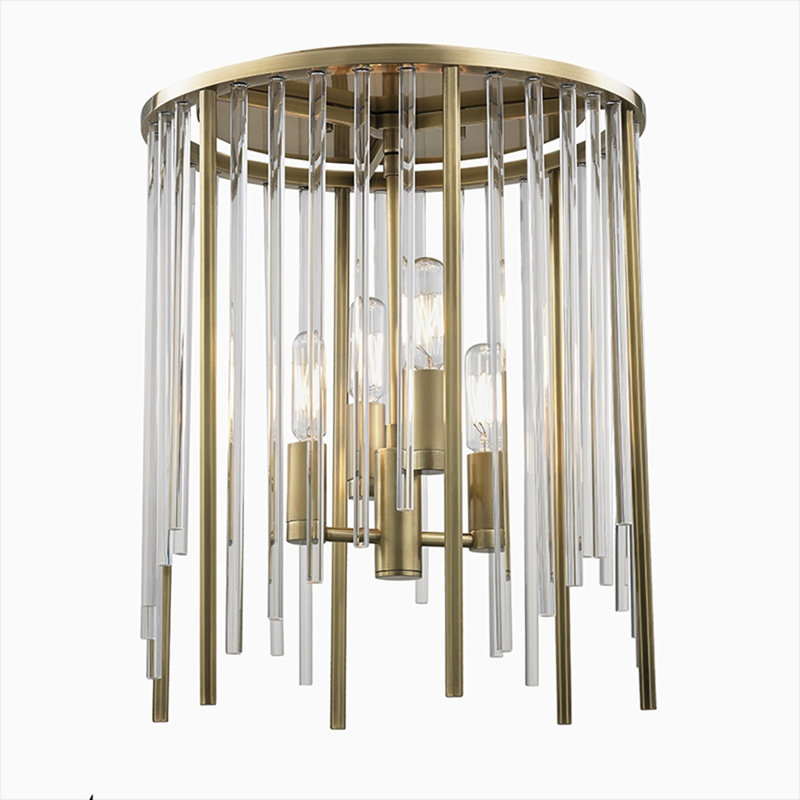 Plafonnier encastré géométrique unique / remarquable à 4 lumières de 13 po Lewis, Laiton vieilli