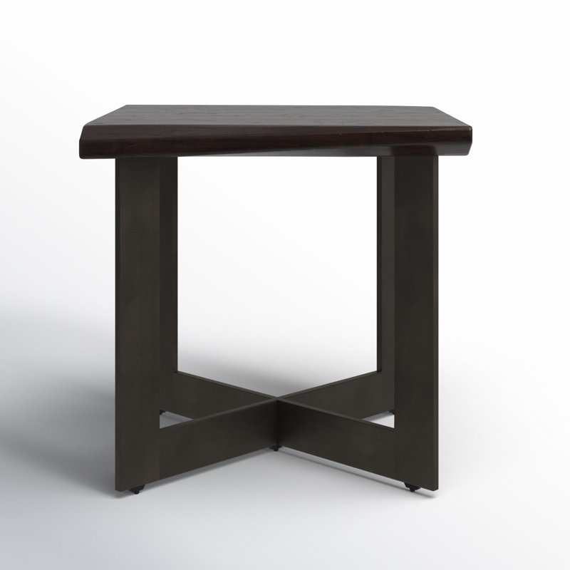 Metivier Square Acacia Wood and Metal Industrial End Table