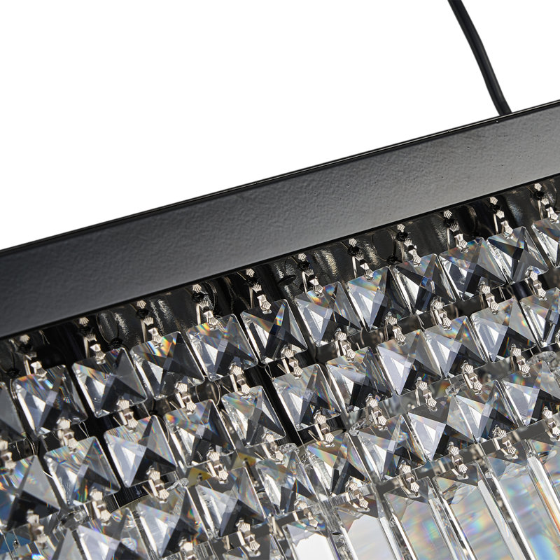 Lustre rectangulaire en cristal 10 lumières Anacelia, L 47 po x l 10 po x H 10 po, Noir