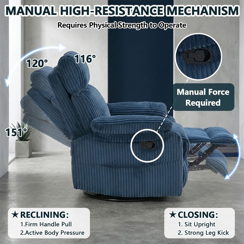 Fauteuil inclinable, Blue Corduroy