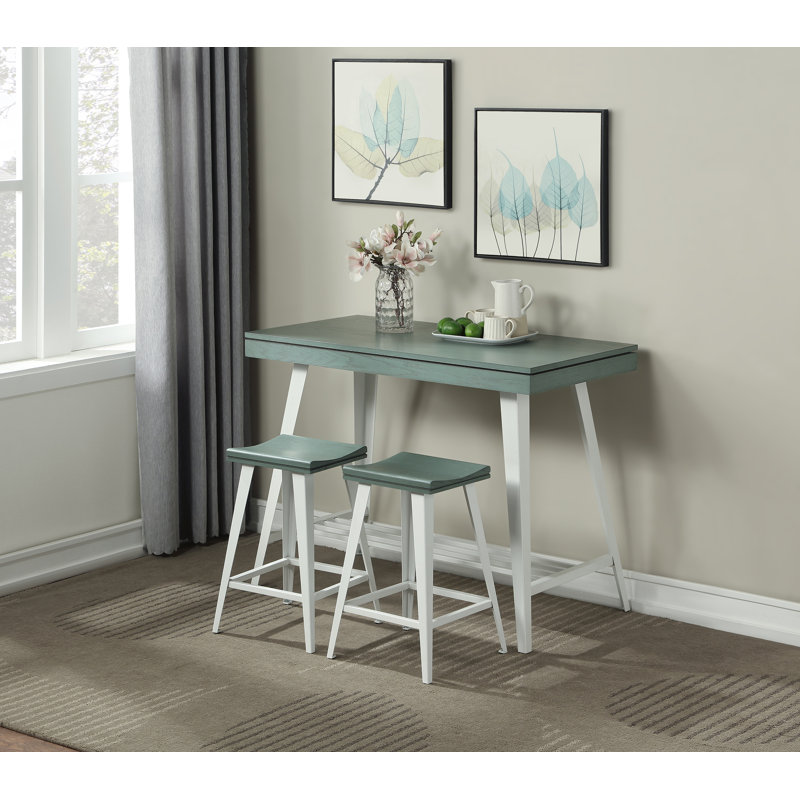 Meddard 2 - Person Trestle Dining Set, Antique Green, Antique Green/White