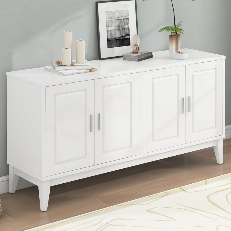 Buffet 4 portes avec tablette, Blanc