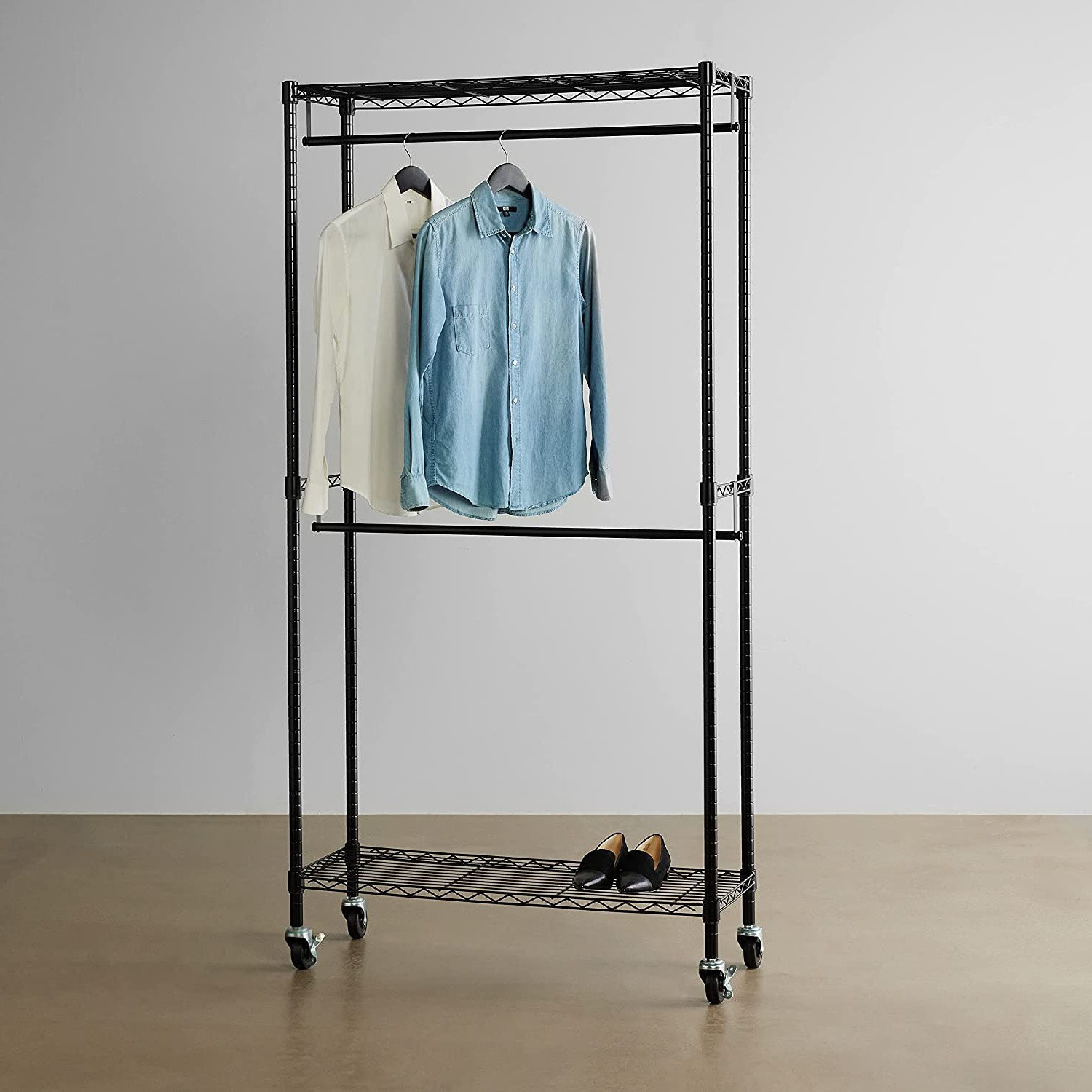 Rebrilliant Adjustable Double Rod Closet Organizer, Industrial Style ...