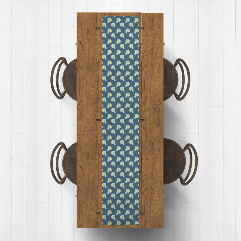 Rectangular Table Runner, 72" x 16", Navy Blue/Green