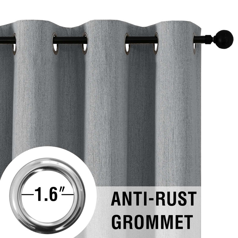 Rideaux 100% occultant en chenille de lin texturé et isolant, avec doublure blanche, 2 panneaux, Colombe, L 42 po x L 84 po