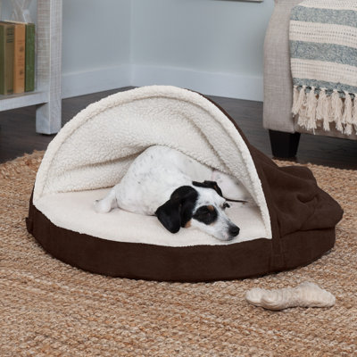 Faux Sheepskin Round Hooded Orthopedic Dog Bed