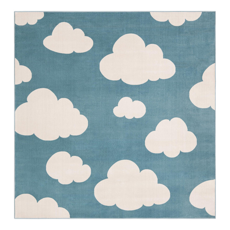 Unique Loom Clouds Whimsy Kids Rug, Square 7'10"