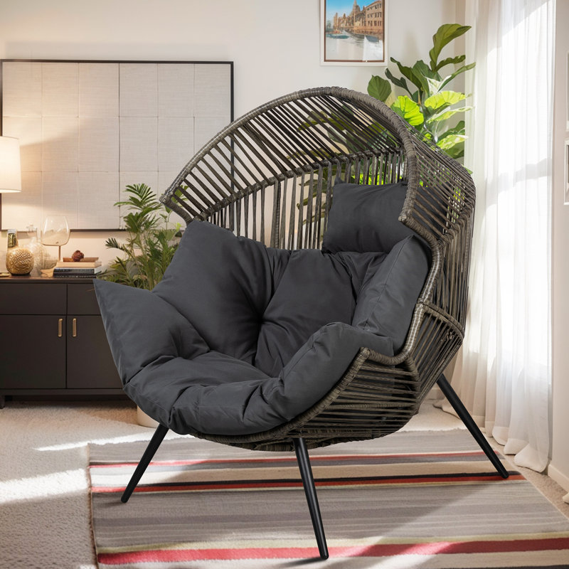 Fauteuil à œufs avec coussin Casi, Gris / Gris foncé
