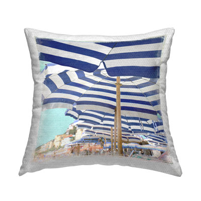 Under Beach Umbrellas Outdoor Printed Pillow by Charlie Carter