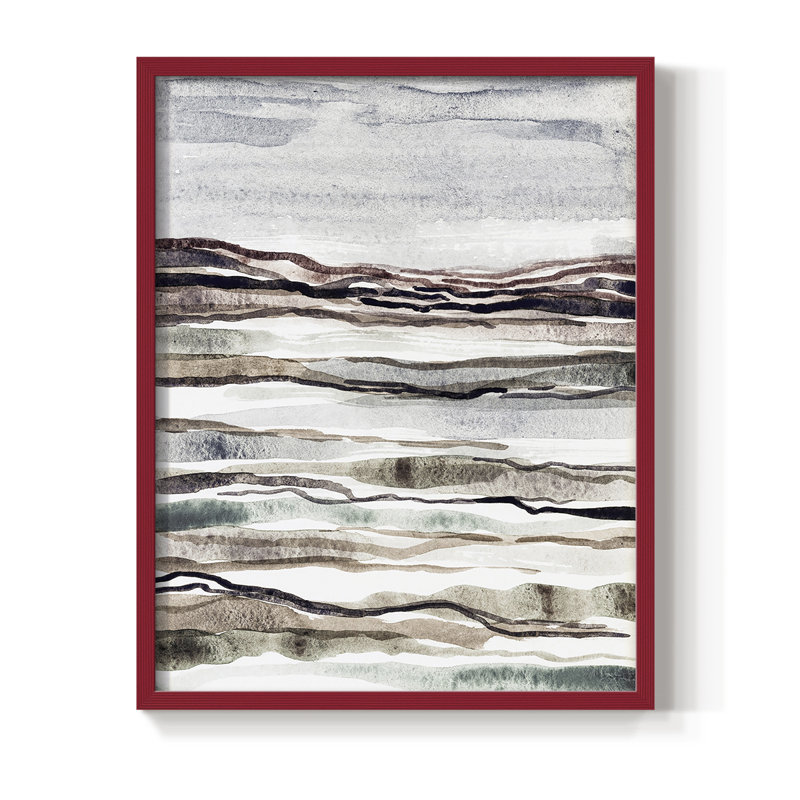 «Mute Earth Layers I», reproduction encadrée - bois massif, H 11 po x l 9 po, Rouge